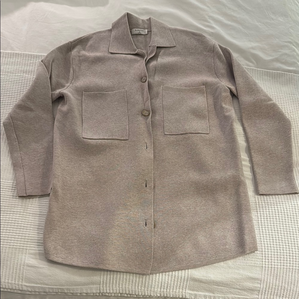 Babaton Taupe Button-Up Cardigan